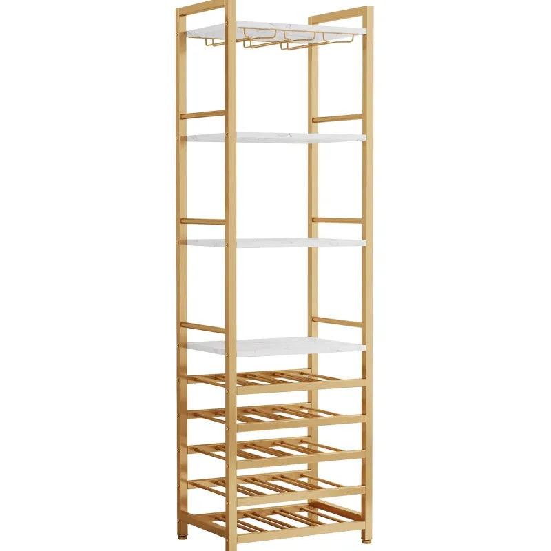 Tribesigns Wine Racks|Wine Racks*9 - Tier Wine Rack, 20 Bottle Wine Bar Cabinet with Glass Holder