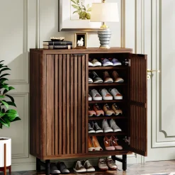 Tribesigns Shoe Racks & Cabinets|Shoe Racks & Cabinets*6 - Tier Wooden Shoe Cabinet with Louvered Doors & Adjustable Shelves