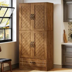 Tribesigns Baker's Racks|Baker's Racks*70" Bakers' Rack, Rustic Kitchen Pantry Cabinet with Doors and Drawer