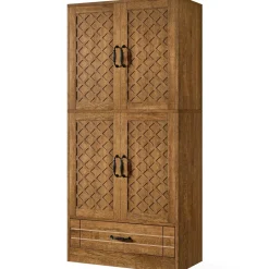 Tribesigns Baker's Racks|Baker's Racks*70" Bakers' Rack, Rustic Kitchen Pantry Cabinet with Doors and Drawer