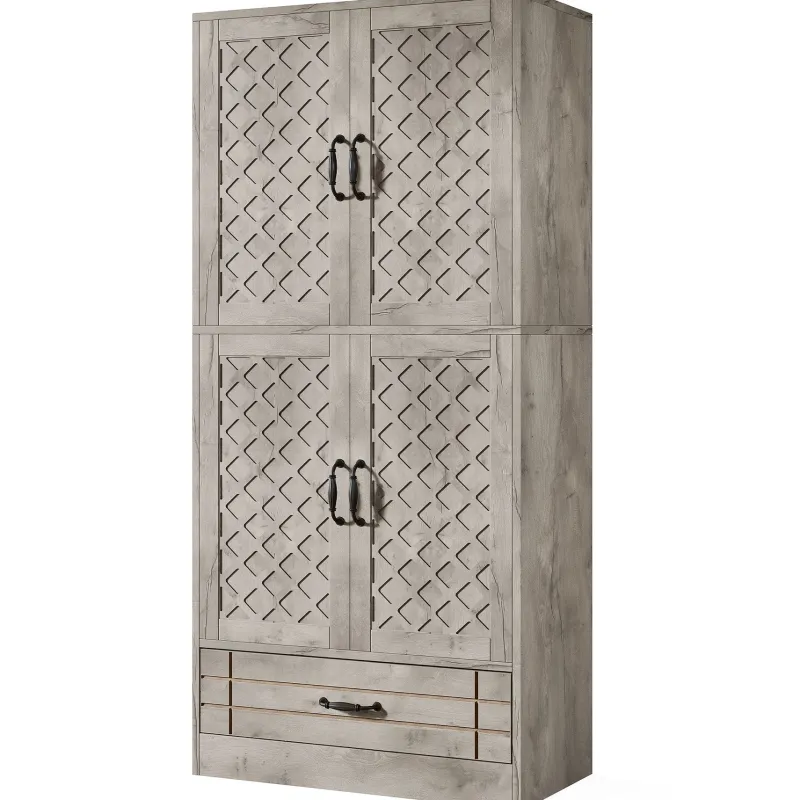 Tribesigns Baker's Racks|Baker's Racks*70" Bakers' Rack, Rustic Kitchen Pantry Cabinet with Doors and Drawer