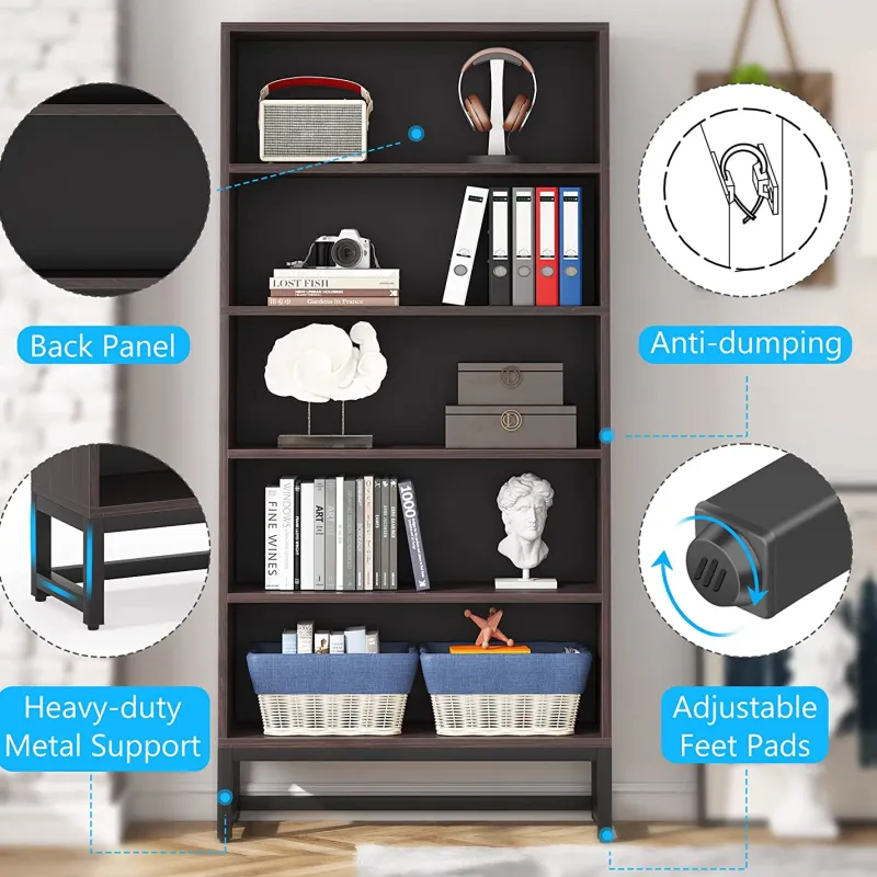 Tribesigns Bookcases & Bookshelves|Bookcases & Bookshelves*70.8" Bookcase, Large Bookshelf Organizer with 5 - Tier Storage Shelves
