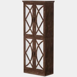 Tribesigns Bookcases & Bookshelves|Bookcases & Bookshelves*68" Bookcase, Storage Cabinet Pantry Cabinet With 4 Mirrored Doors