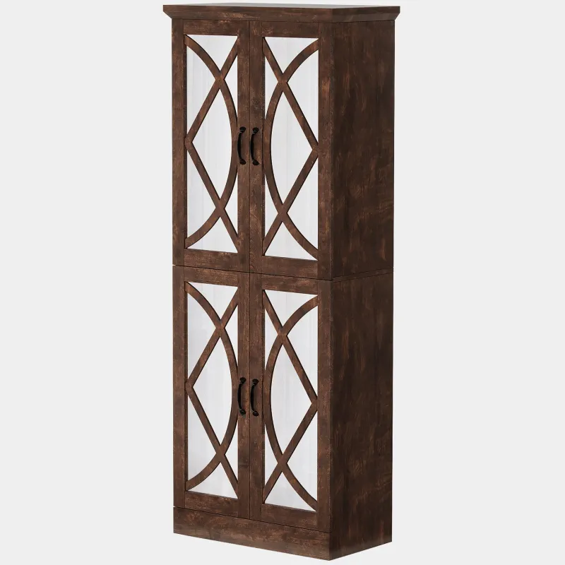 Tribesigns Bookcases & Bookshelves|Bookcases & Bookshelves*68" Bookcase, Storage Cabinet Pantry Cabinet With 4 Mirrored Doors