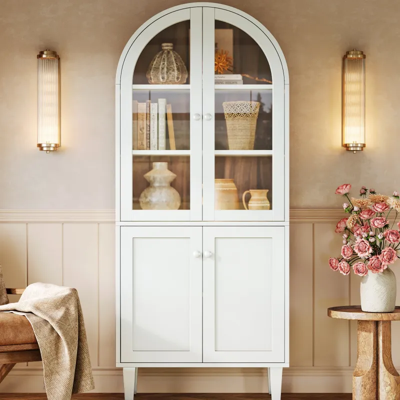Tribesigns Bookcases & Bookshelves|Bookcases & Bookshelves*68" Bookshelf, 5 - Tier Arched Storage Cabinet Display Bookcase