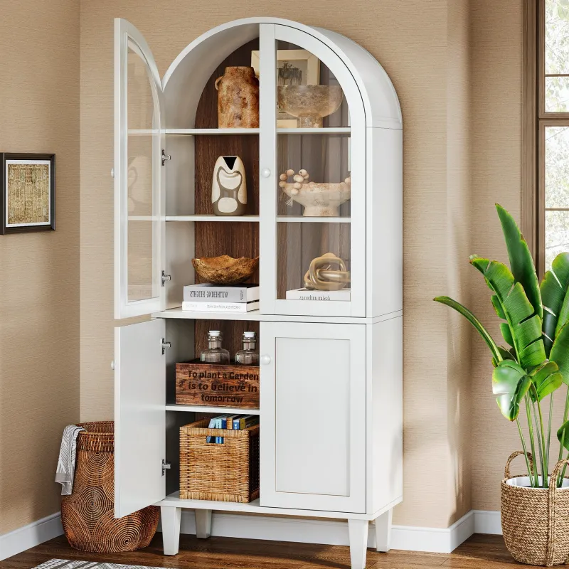Tribesigns Bookcases & Bookshelves|Bookcases & Bookshelves*68" Bookshelf, 5 - Tier Arched Storage Cabinet Display Bookcase