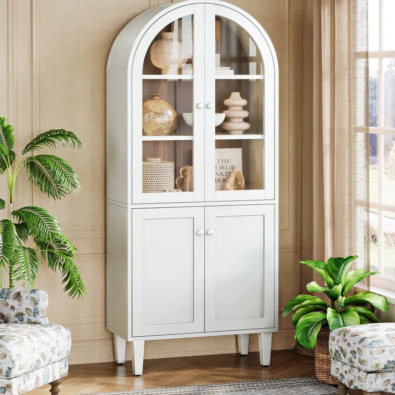 Tribesigns Bookcases & Bookshelves|Bookcases & Bookshelves*68" Bookshelf, 5 - Tier Arched Storage Cabinet Display Bookcase