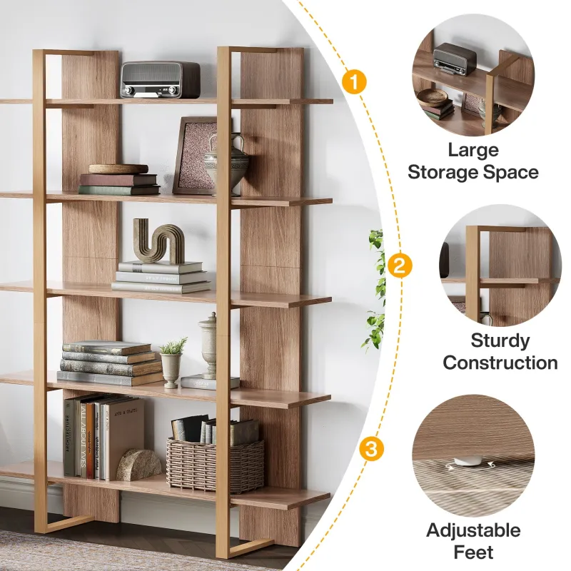Tribesigns Bookcases & Bookshelves|Bookcases & Bookshelves*70.8" Bookshelf, 5 - Tier Etagere Bookcase Display Shelf