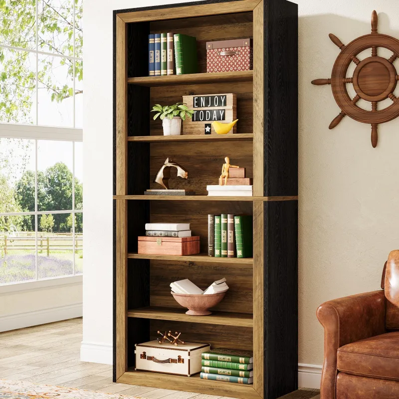 Tribesigns Bookcases & Bookshelves|Bookcases & Bookshelves*74" Bookshelf, 6 - Tier Wood Bookcase Etagere with display Shelves