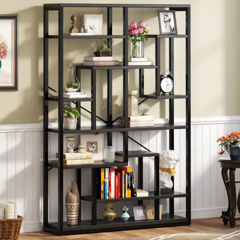 Tribesigns Bookcases & Bookshelves|Bookcases & Bookshelves*70.87" Bookshelf, Black Standing Shelf Bookcase Storage Rack