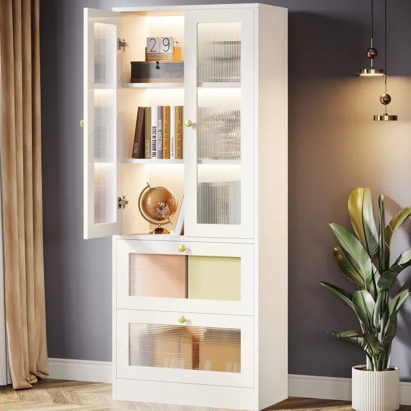 Tribesigns Bookcases & Bookshelves|Bookcases & Bookshelves*70.8" Bookshelf, Modern Bookcase Display Shelf with LED Light