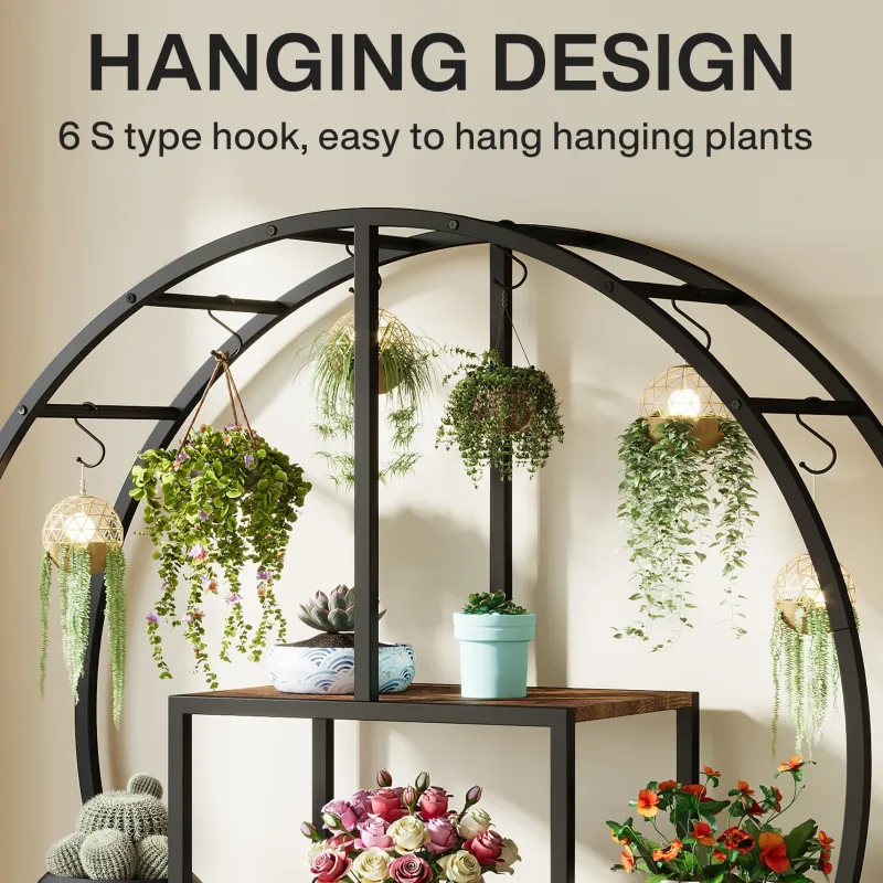 Tribesigns Bookcases & Bookshelves|Bookcases & Bookshelves*65" Bookshelf, Round Etagere Bookcase with 7-Tier Storage Shelving