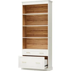 Tribesigns Bookcases & Bookshelves|Bookcases & Bookshelves*72" Bookshelf with Drawers, FreeStanding 5 - Shelf Bookcase Display Shelf