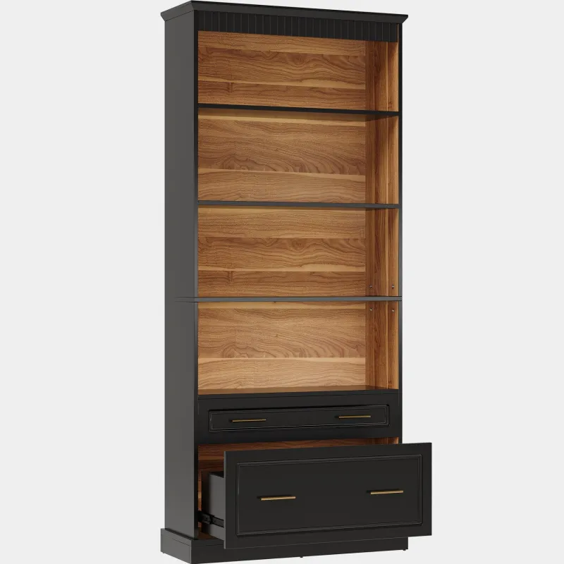 Tribesigns Bookcases & Bookshelves|Bookcases & Bookshelves*72" Bookshelf with Drawers, FreeStanding 5 - Shelf Bookcase Display Shelf
