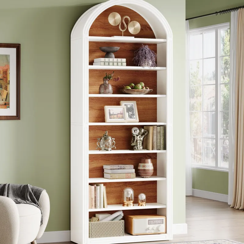 Tribesigns Bookcases & Bookshelves|Bookcases & Bookshelves*78.7" Bookshelf, Wooden Arched Bookcase Display Shelving Unit