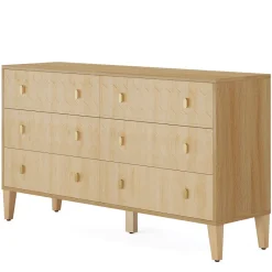 Tribesigns Chests Of Drawers*55" Chest of Drawer, Wood 6 - drawer Double Dresser Organizer