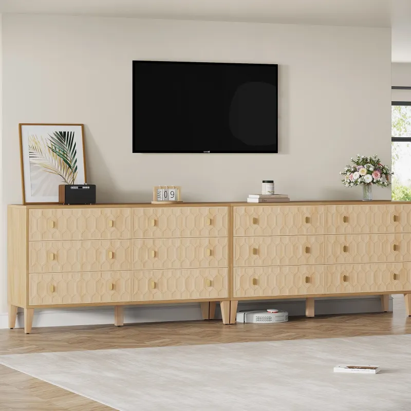 Tribesigns Chests Of Drawers*55" Chest of Drawer, Wood 6 - drawer Double Dresser Organizer