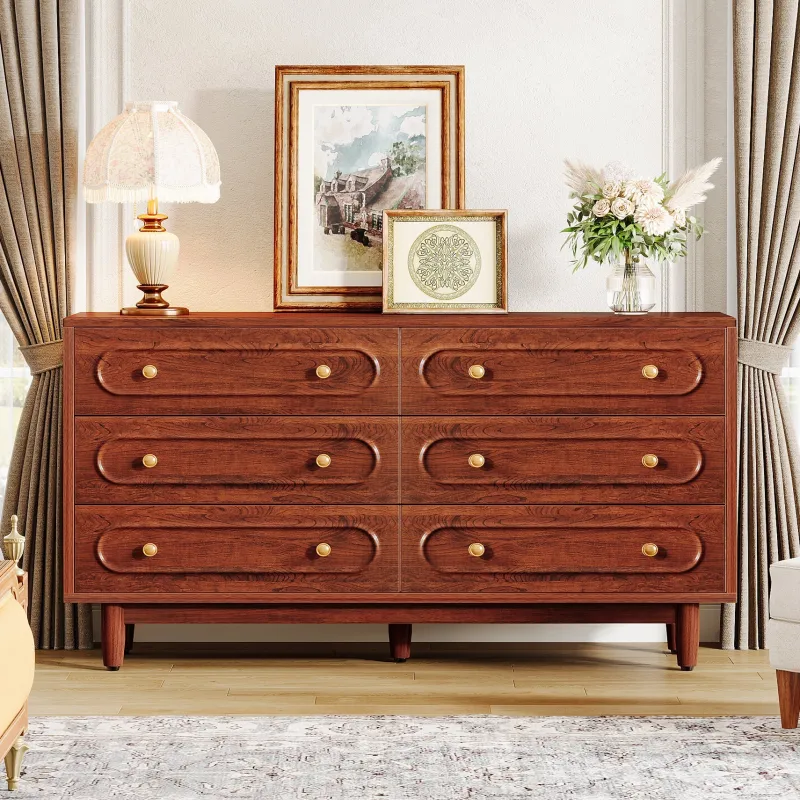Tribesigns Chests Of Drawers*55" Chest of Drawers, Wood 6 - Drawer Storage Organizer Dresser