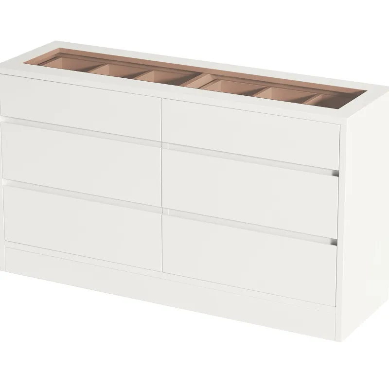 Tribesigns Chests Of Drawers*55" Chest of Dresser, 6 Drawer Dresser Organizer with Glass Top