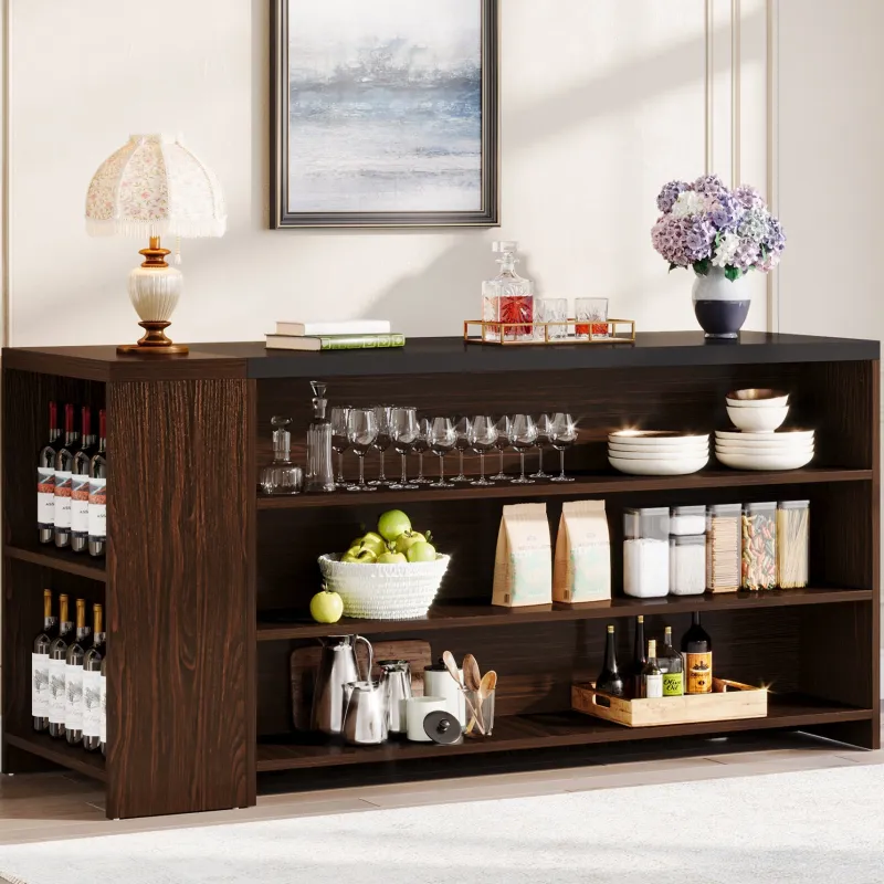 Tribesigns Kitchen Islands|Kitchen Islands*55" Coffee Bar Table, 5 - Tier Kitchen Island Storage Cabinet