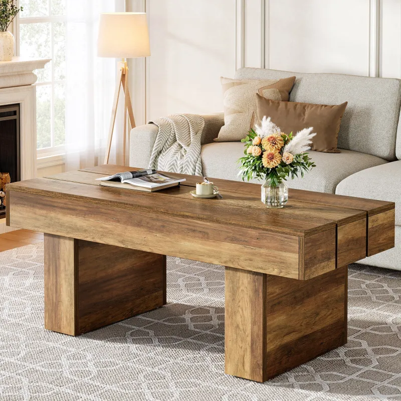Tribesigns Coffee Tables*47" Coffee Table, Farmhouse Accent Table Snack Table