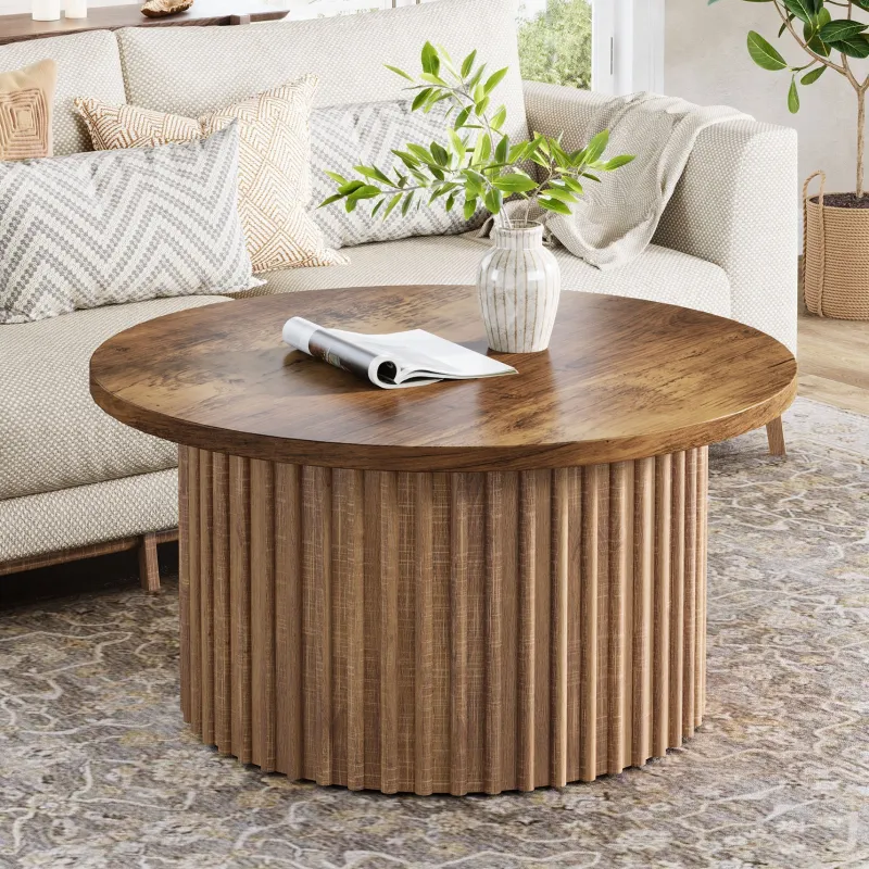 Tribesigns Coffee Tables*31.5" Coffee Table, Farmhouse Circle Center Table Sofa Side Table