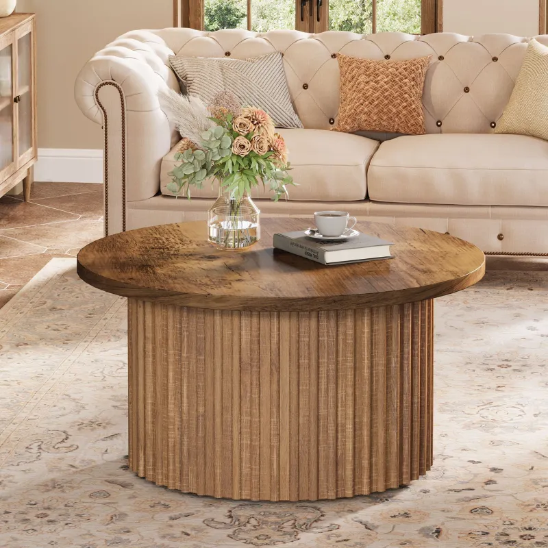 Tribesigns Coffee Tables*31.5" Coffee Table, Farmhouse Circle Center Table Sofa Side Table