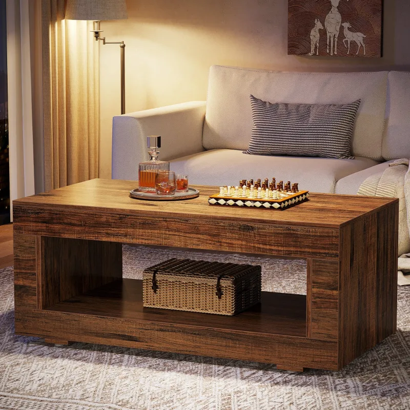 Tribesigns Coffee Tables*43" Coffee Table, Farmhouse Center Table With Storage