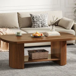 Tribesigns Coffee Tables*45" Coffee Table, Modern Oval 2 - Tier Center Table With Storage
