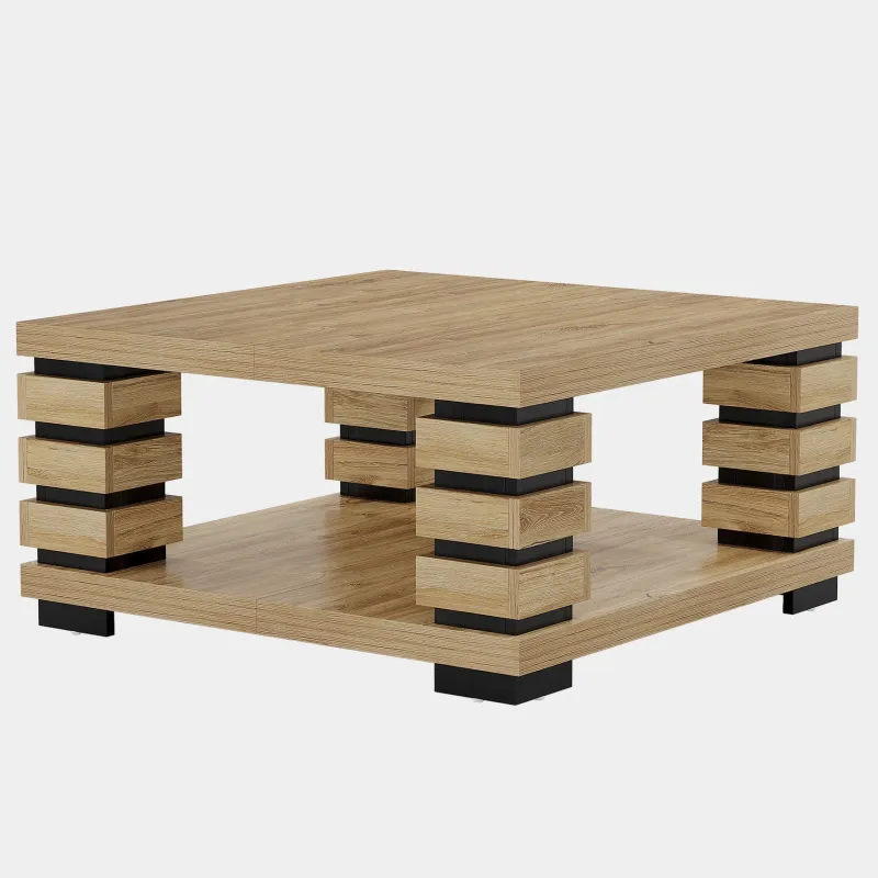 Tribesigns Coffee Tables*39" Coffee Table, Square 2 - Tier Center Table Tea Table with Storage Shelf