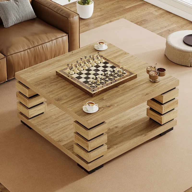 Tribesigns Coffee Tables*39" Coffee Table, Square 2 - Tier Center Table Tea Table with Storage Shelf