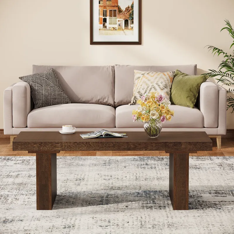 Tribesigns Coffee Tables*47.2" Coffee Table, Wood Rectangle Center Table