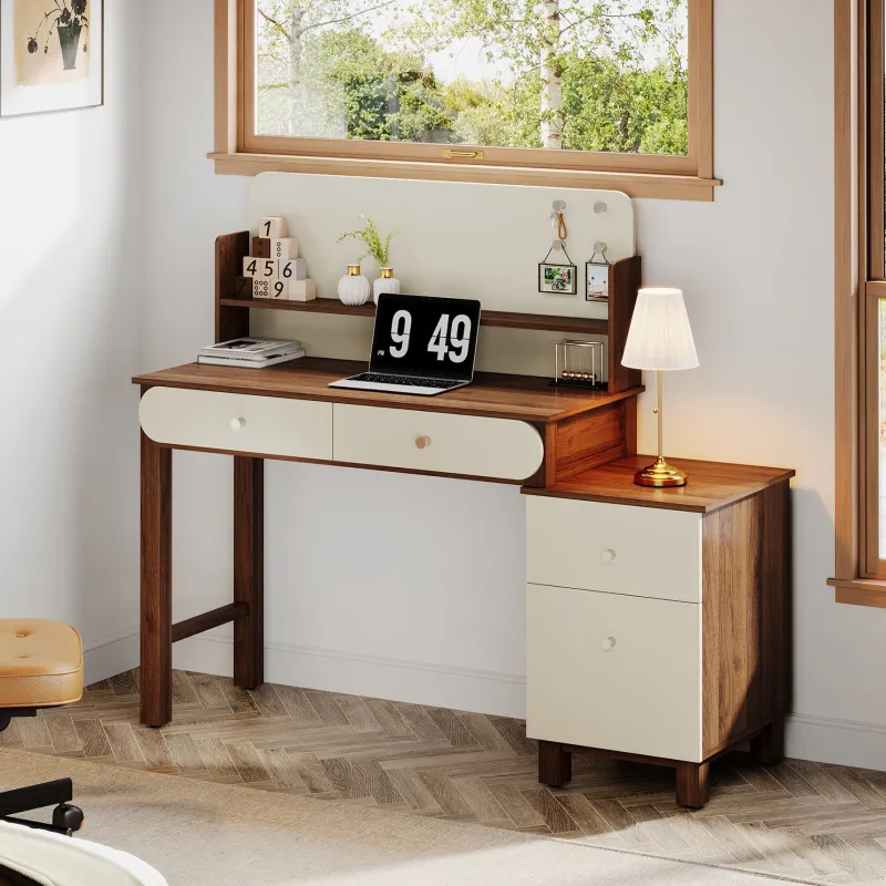 Tribesigns Desks*56" Computer Desk, Home Office Desk Study Table with File Drawers