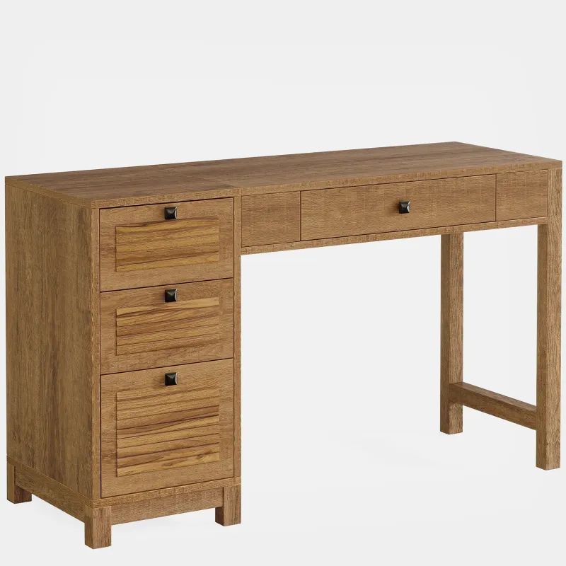 Tribesigns Desks*55" Computer Desk, Home Office Desk Writing Table with 4 File Storage Drawers