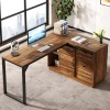 Tribesigns Desks*55" Computer Desk, L - Shaped Corner Desk Office Desk with File Drawers