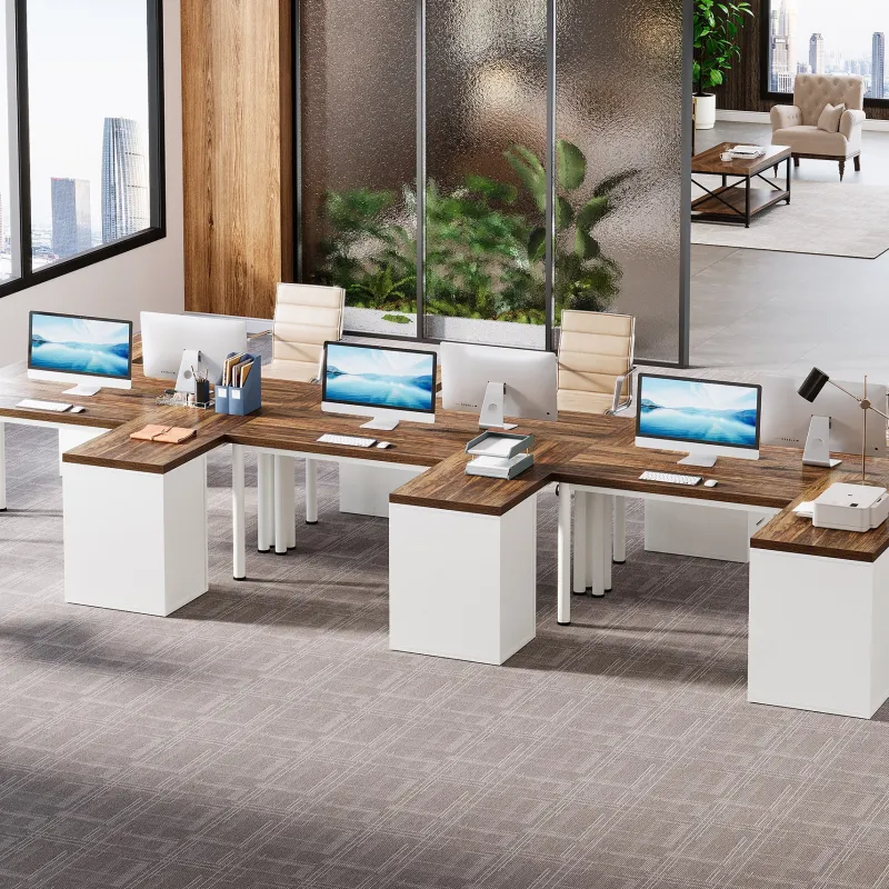 Tribesigns Desks*55" Computer Desk, L - Shaped Corner Desk Office Desk with 5 Drawers