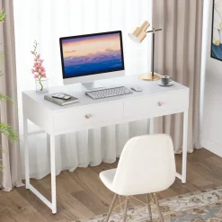 Tribesigns Desks*47" Computer Desk, Modern Writing Desk with 2 Drawers