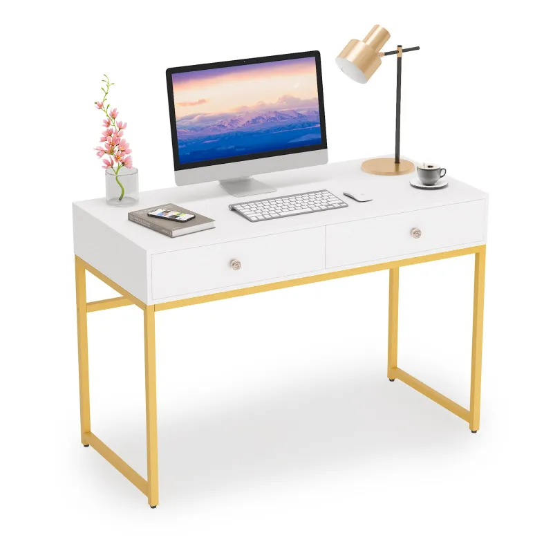 Tribesigns Desks*47" Computer Desk, Modern Writing Desk with 2 Drawers