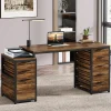 Tribesigns Desks*63" Computer Desk, Study Writing Table with File Cabinet and Storage Drawers