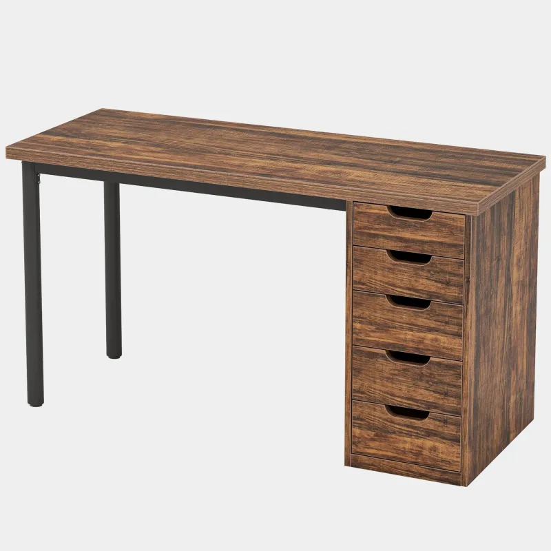 Tribesigns Desks*47" Computer Desk with 5 Drawers, Modern Study Table Writing Desk