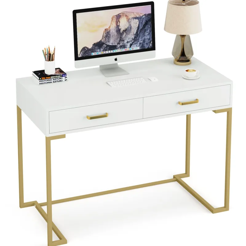 Tribesigns Desks*39" Computer Desk with Drawers, Modern Writing Desk Study Desk