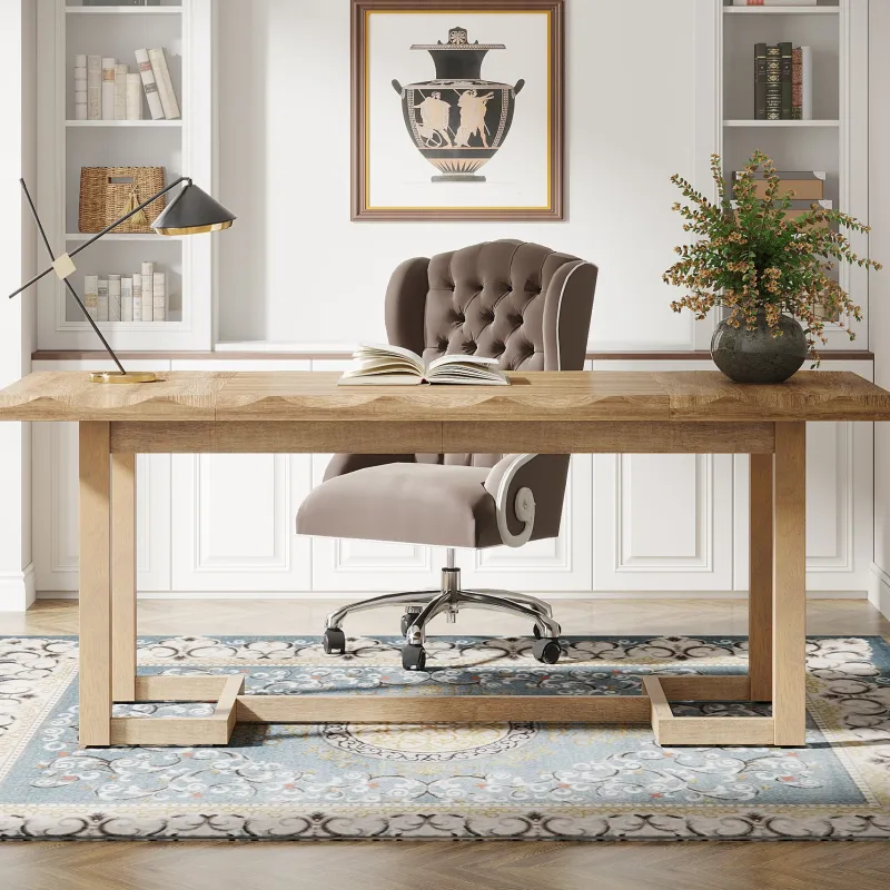 Tribesigns Desks*63" Computer Desk, Wood Executive Desk Study Writing Table