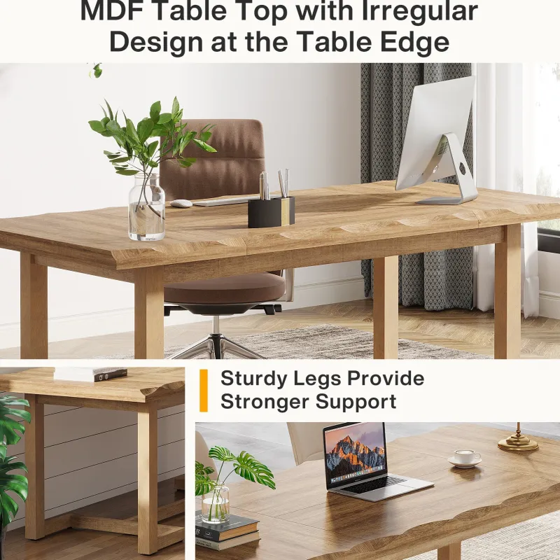 Tribesigns Desks*63" Computer Desk, Wood Executive Desk Study Writing Table