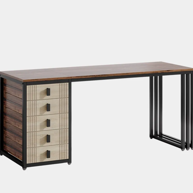 Tribesigns Desks*55" Computer Desk, Wood Office Desk with Reversible Drawer