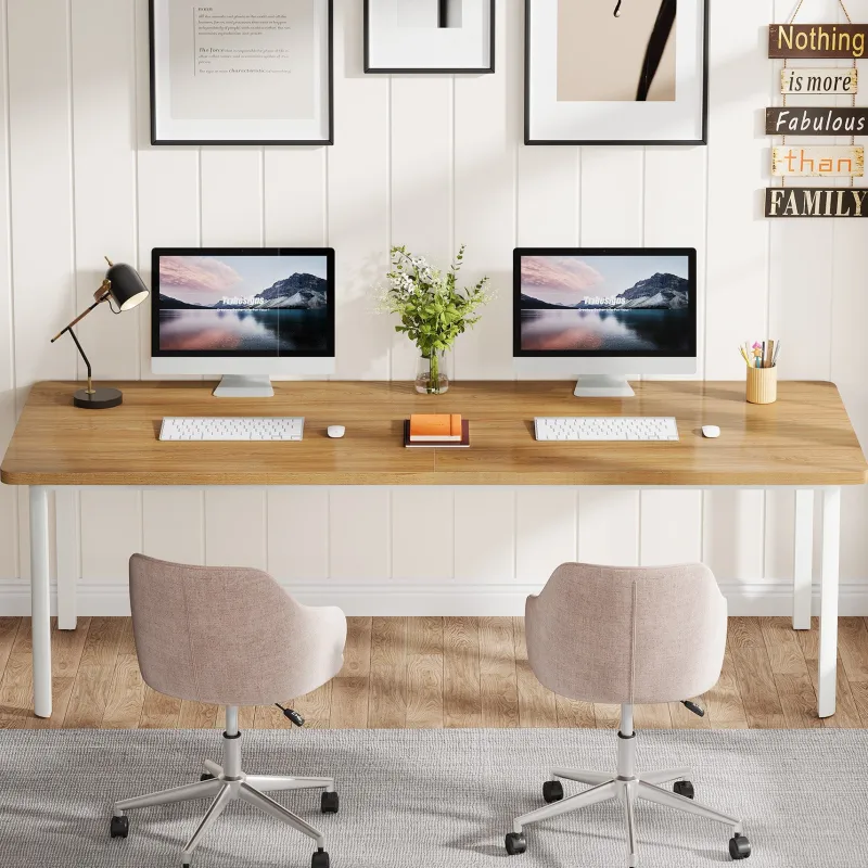 Tribesigns Desks*78" Computer Desk, Wood Office Desk Writing Table