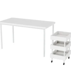 Tribesigns Desks*47" Computer Desk, Wood Study Table with 3 Tier Storage Cart