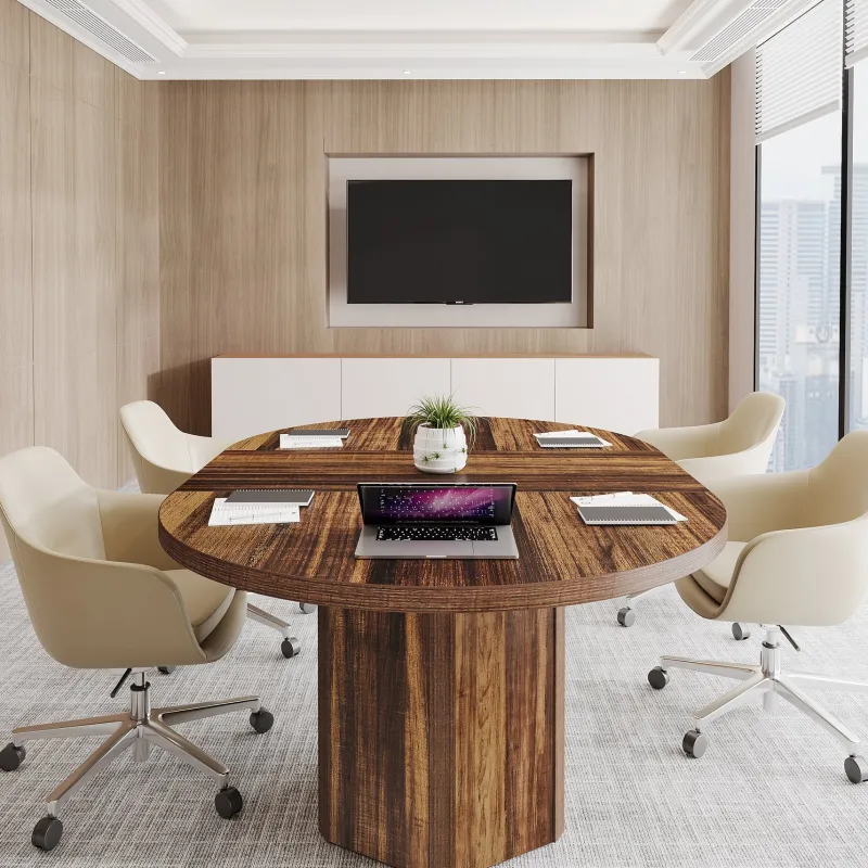 Tribesigns Desks*55" Conference Table, Oval Rustic Meeting Table For 6 People