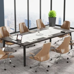 Tribesigns Desks*79" Conference Table, Rectangular Executive Desk with Metal Frame