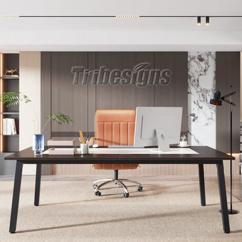 Tribesigns Desks*79" Conference Table, Rectangular Executive Desk with Metal Frame
