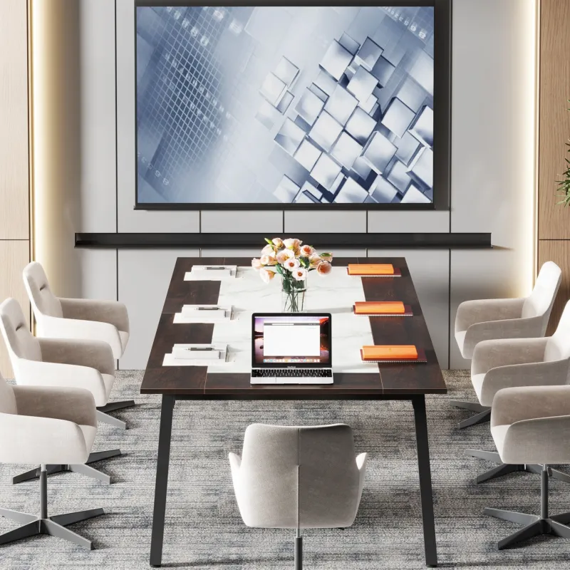 Tribesigns Desks*79" Conference Table, Rectangular Executive Desk with Metal Frame